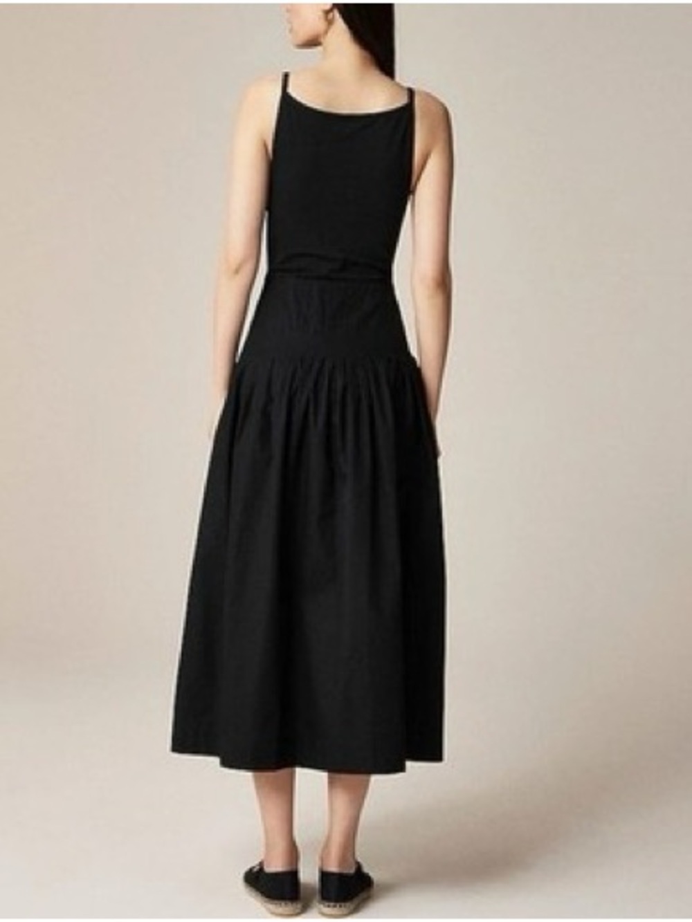 J. Crew Pintuck Mixy Drop Waist Midi Dress in Black Size XXS - Picture 3 of 9